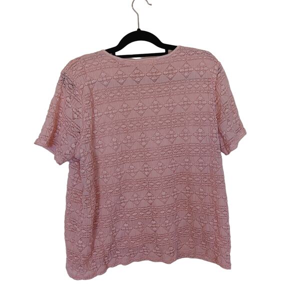 Worthington Woman Stretch Pink Size 1X Plus Size Short Sleeve Top Blouse - Picture 2 of 9